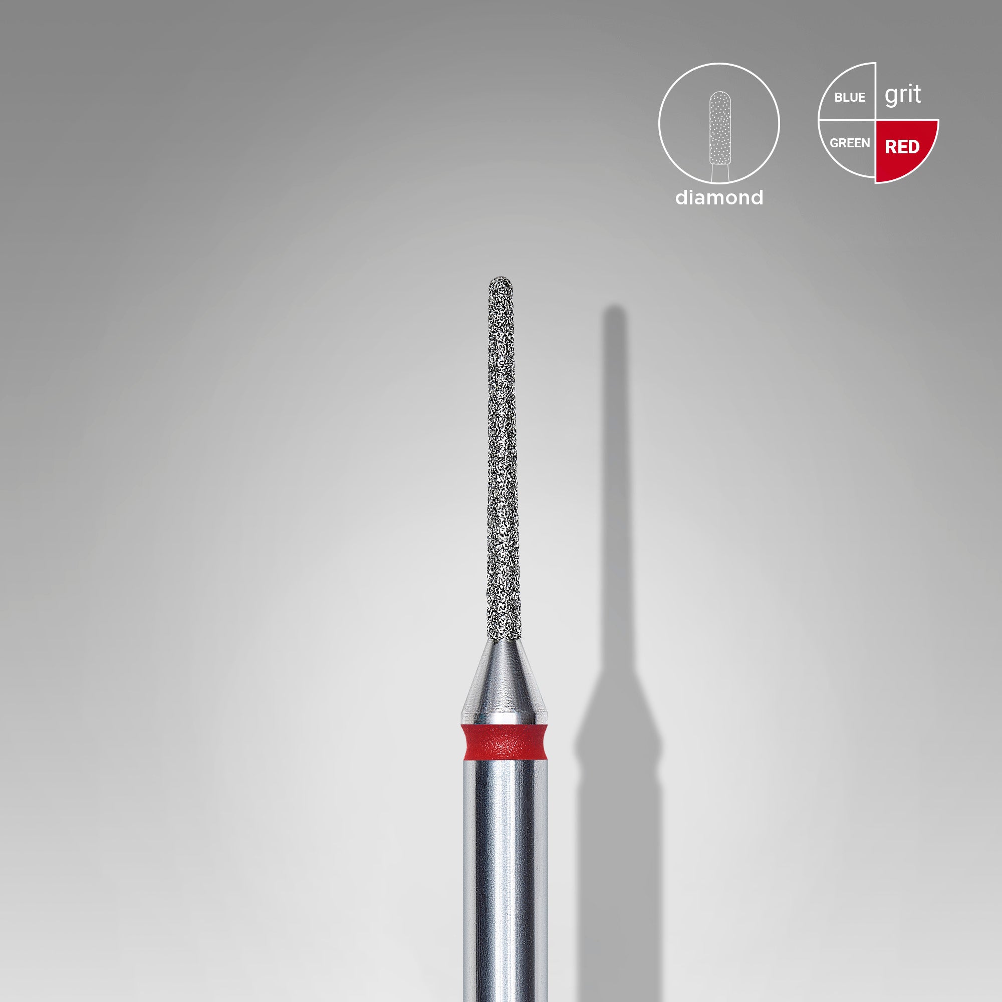FA80R010/10 DIAMOND NAIL DRILL BIT, "NEEDLE", RED