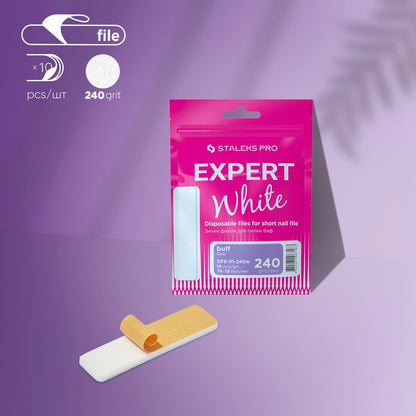 Disposable white files for short nail file (grinding file) EXPERT 51 240 grit (10 pcs)
