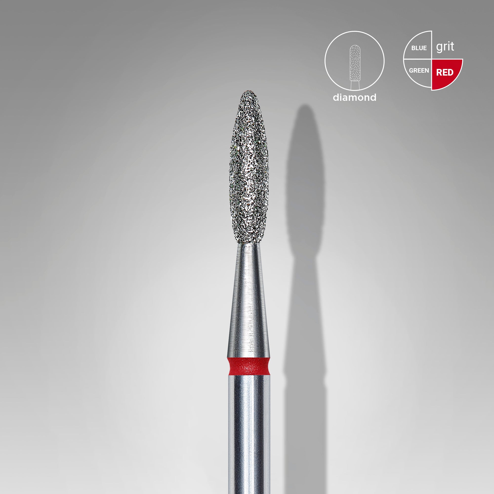 Diamond nail drill bit flame red EXPERT head diameter 2.1 mm / working part 8 mm