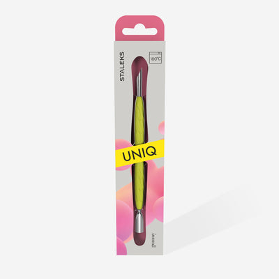 Manicure pusher Gummy with silicone handle UNIQ 10 TYPE 2 (rounded narrow and beveled pusher) 