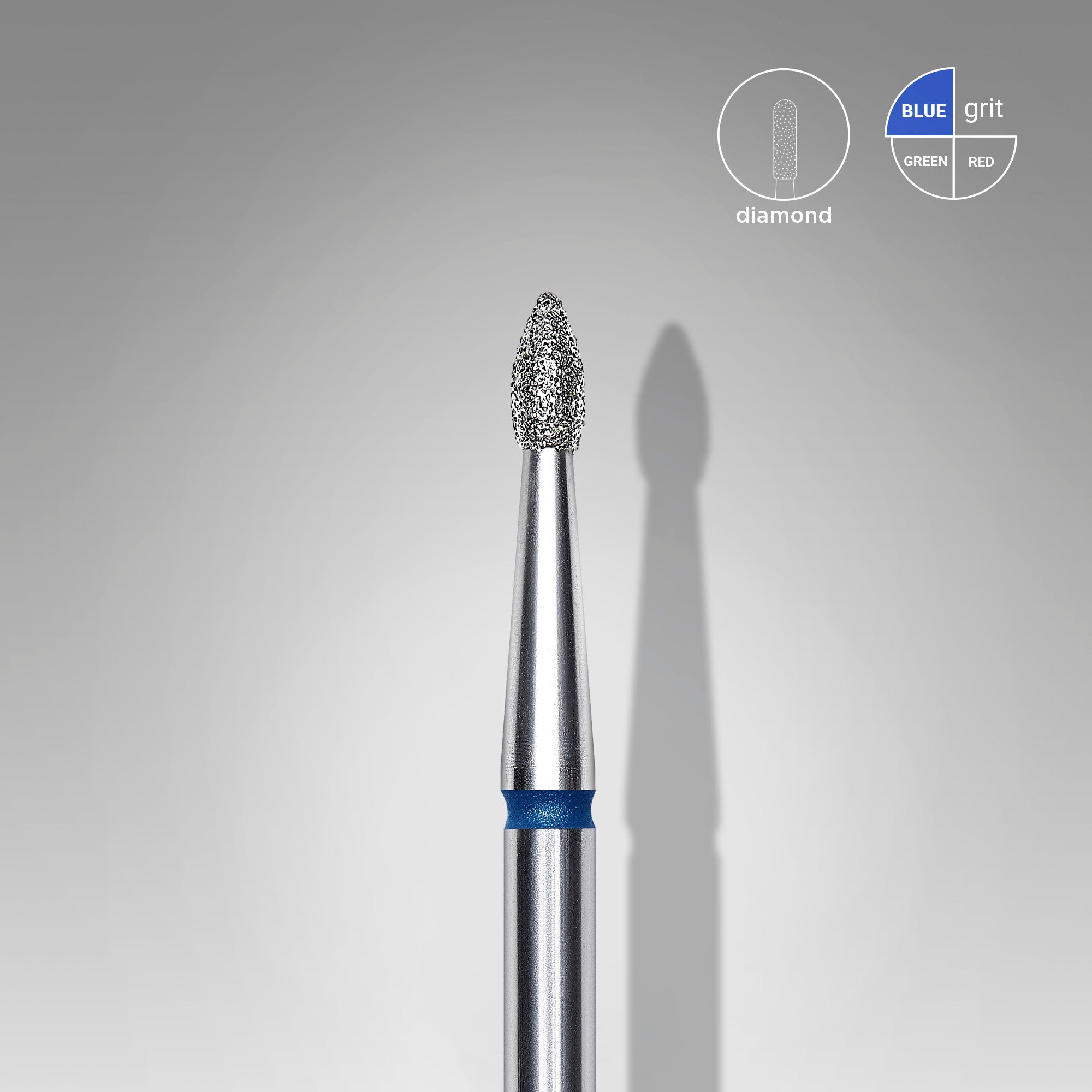 Diamond nail drill bit pointed bud blue EXPERT head diameter 1.8 mm / working part 4 mm