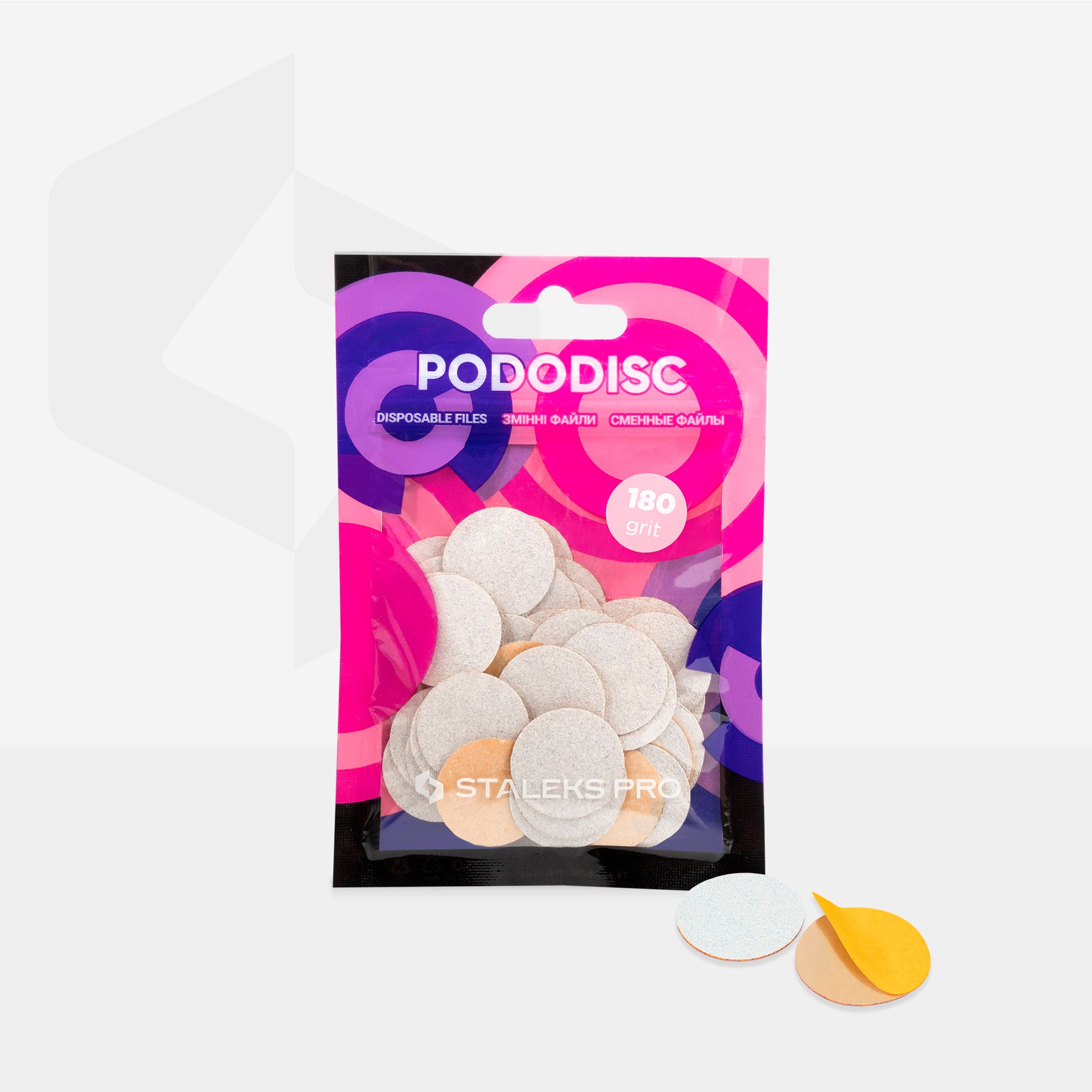 STALEKS PRO PODODISC M PDF-20-180w disposable white files for pedicure disc, 20mm 180 grit, 50 pcs (view 3)