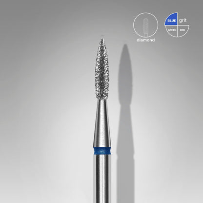 Diamond nail drill bit pointed flame blue EXPERT head diameter 1.8 mm / working part 8 mm