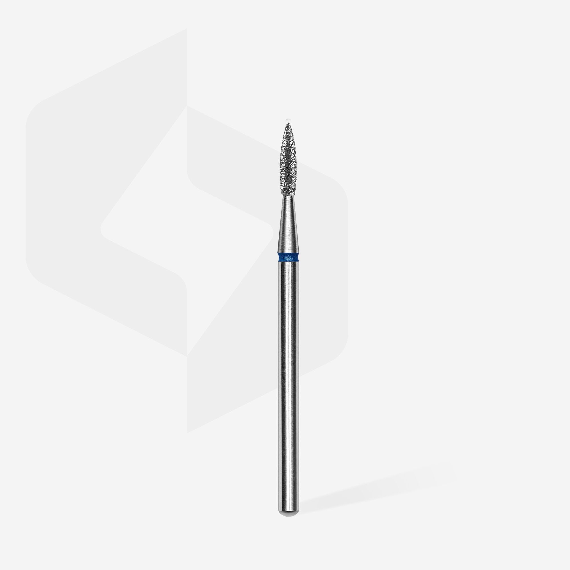 Diamond nail drill bit pointed flame blue EXPERT head diameter 1.8 mm / working part 8 mm