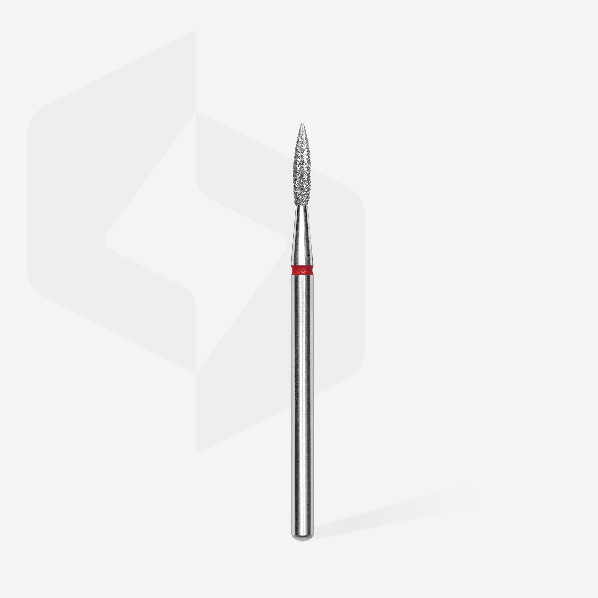 Diamond nail drill bit pointed flame red EXPERT head diameter 2.3 mm / working part 8 mm