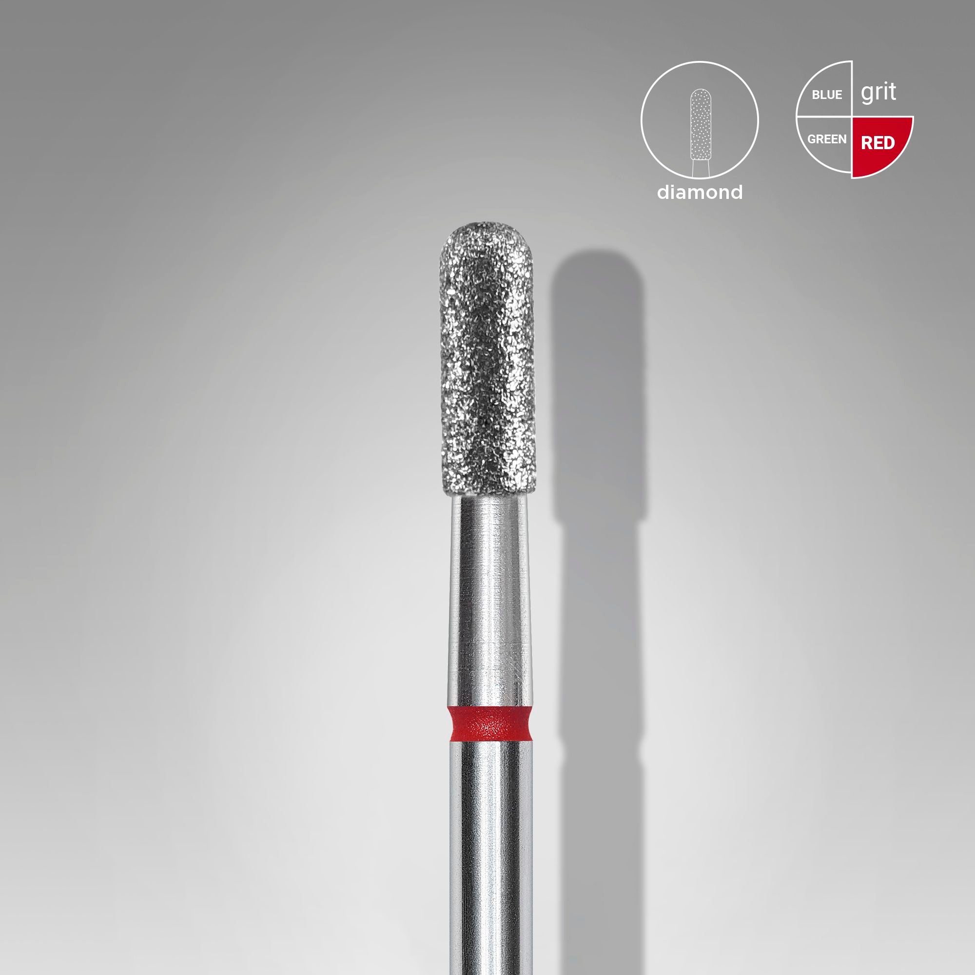 Diamond nail drill bit rounded cylinder red EXPERT head diameter 2.3 mm / working part 6.5 mm