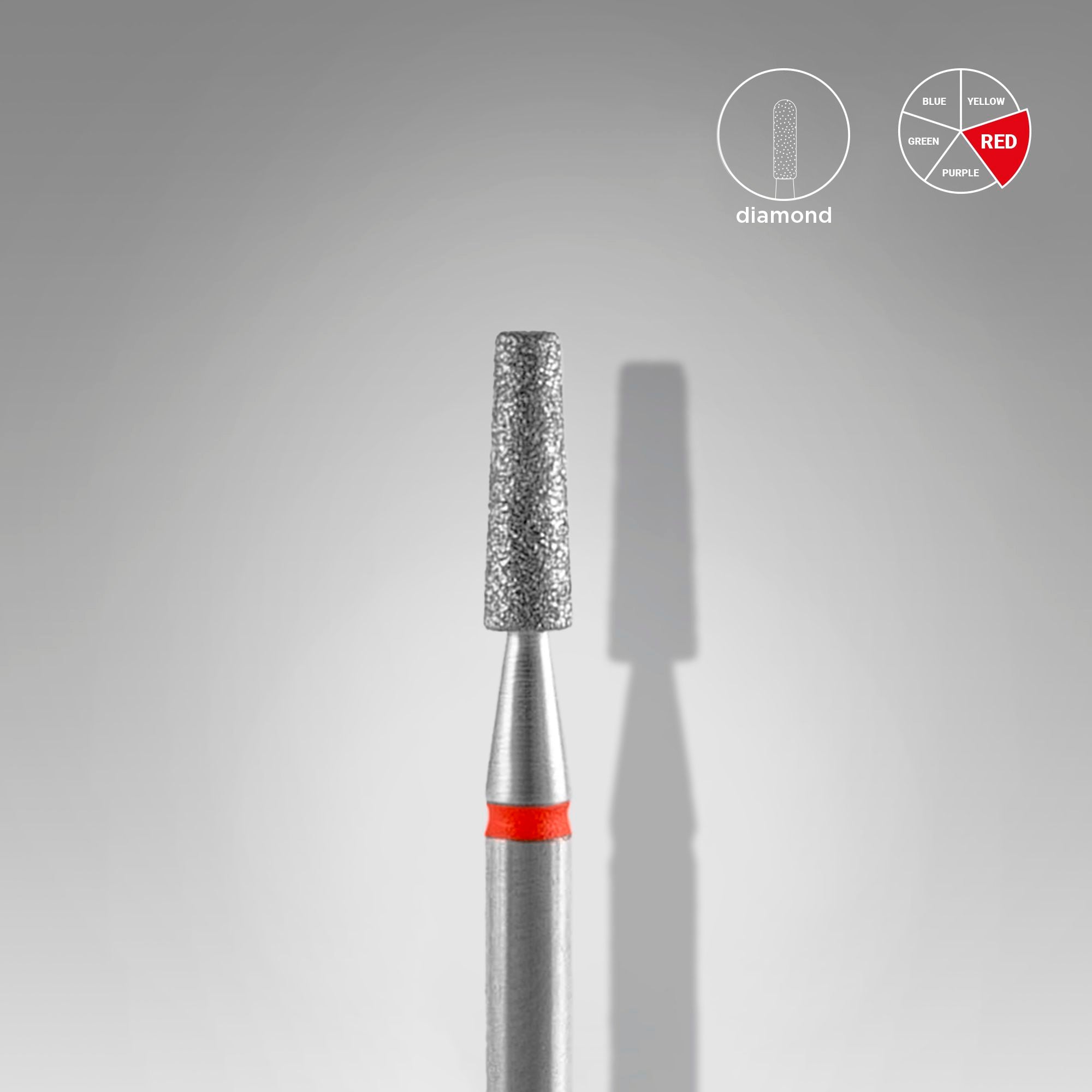 Diamond nail drill bit frustum red EXPERT head diameter 2.5 mm / working part 8 mm