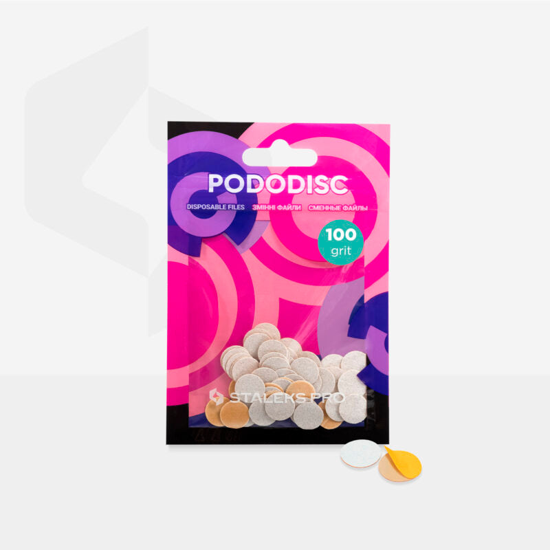 Disposable white files for pedicure disc PODODISC XS EXPERT 100 grit (50 pcs)