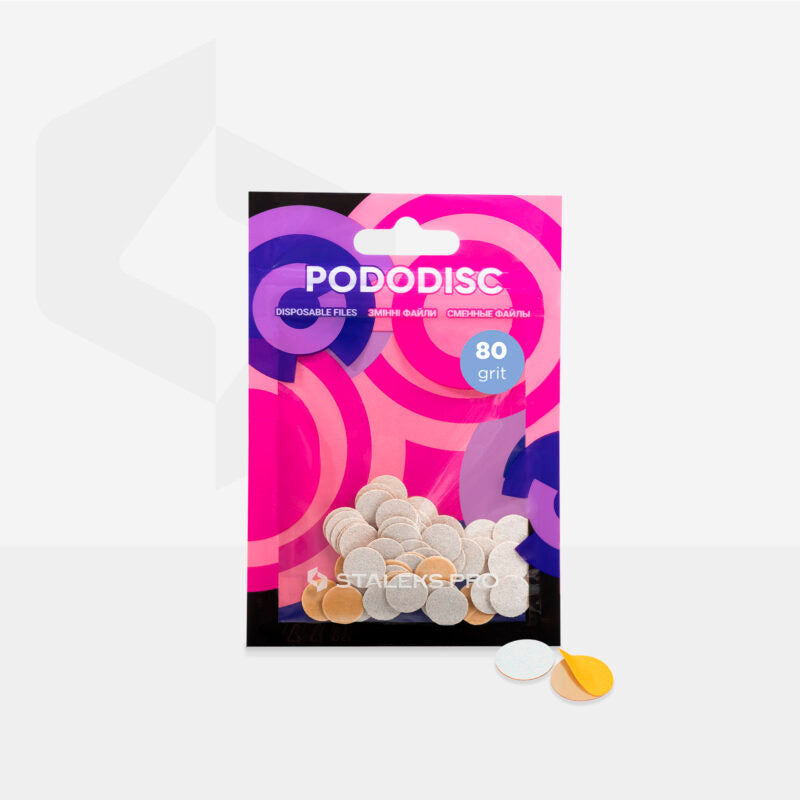 Disposable white files for pedicure disc PODODISC XS EXPERT 80 grit (50 pcs)