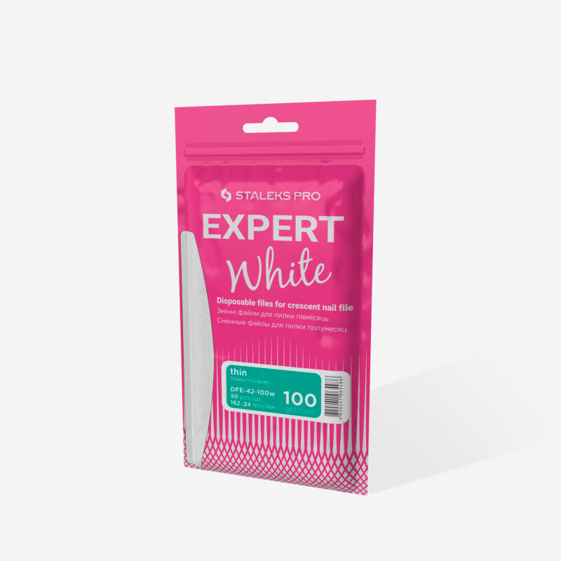 Disposable white files for crescent nail file EXPERT 42 100 grit (50 pcs)