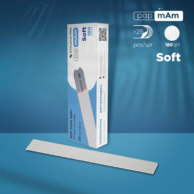 STALEKS DFCE-20-180/25w — Disposable white files papmAm on soft foam layer EXPERT 20 180 grit (25 pcs) — official view 1