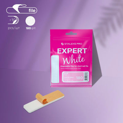 STALEKS DFE-51-180w — Disposable white files for short nail file (grinding file) EXPERT 51 180 grit (10 pcs) — official view 1