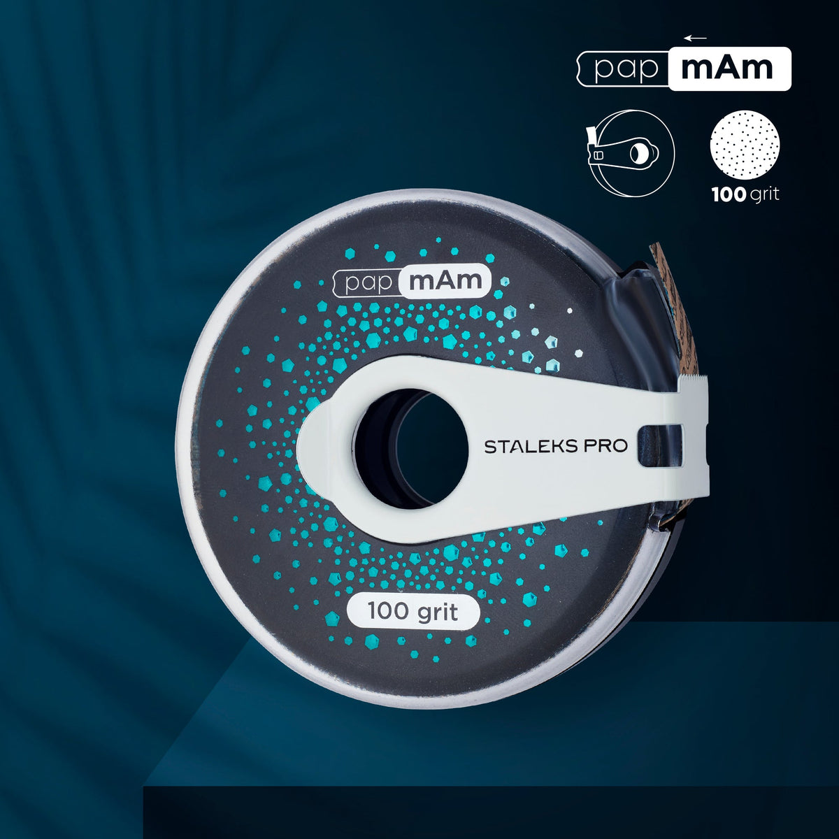 STALEKS EXCLUSIVE ATClux-100 papmAm abrasive tape in a plastic case, 100 grit — studio product image