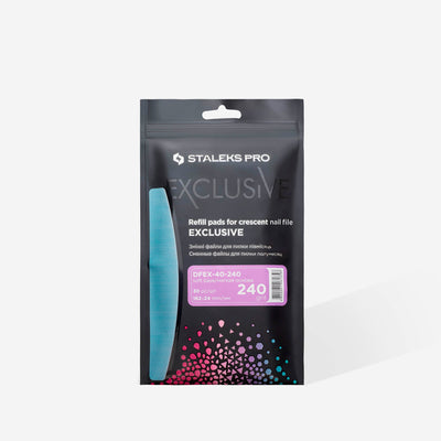 STALEKS EXCLUSIVE DFEX-40-240 crescent foam-backed adhesive files, 240 grit, 30 pieces — packaging showing grit and pack quantity