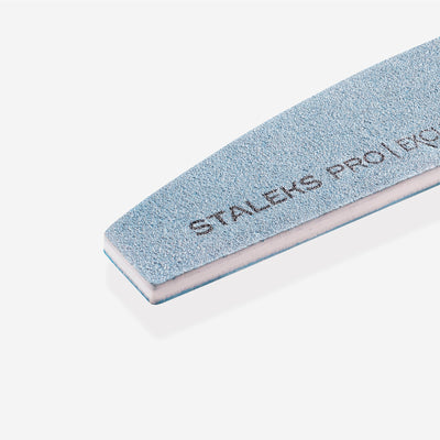 STALEKS EXCLUSIVE NFX-42/10 crescent nail file, 150/180 grit — abrasive surface and cushioned edge close-up