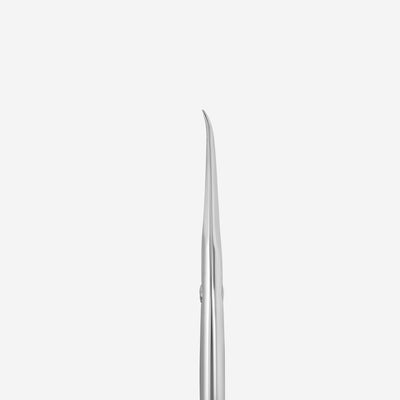 STALEKS EXCLUSIVE SX-23/1z Zebra cuticle scissors — hook-shaped blade close-up