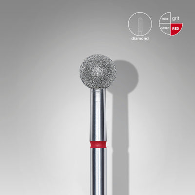 STALEKS FA01R050 — Diamond nail drill bit ball red head EXPERT diameter 5 mm — head detail