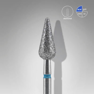 STALEKS FA100B050/12 — Diamond nail drill bit pointed pear blue EXPERT head diameter 5 mm / working part 12 mm — official view 1