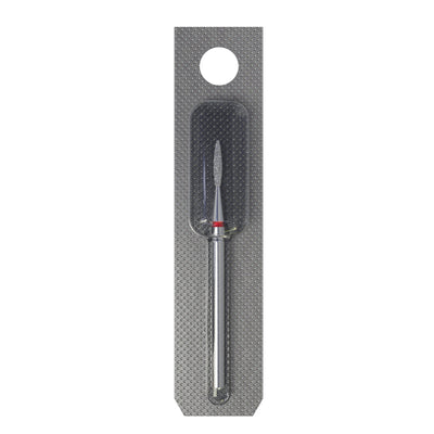 STALEKS FA10R014/8 — Diamond nail drill bit flame red head EXPERT diameter 1,4 mm / working part 8 mm — single-bit packaging
