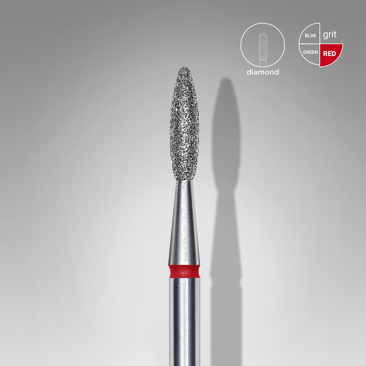 STALEKS FA10R021/8 — Diamond nail drill bit flame red EXPERT head diameter 2,1 mm / working part 8 mm — official view 1