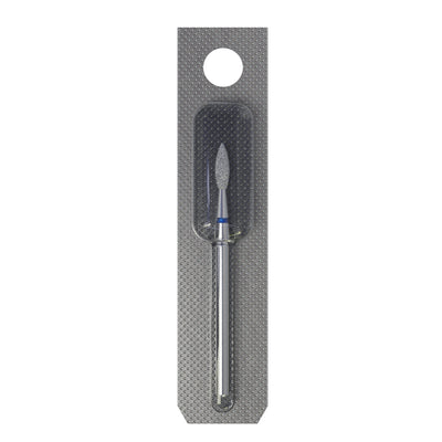 STALEKS FA11B023/8 — Diamond nail drill bit pointed flame blue EXPERT head diameter 2,3 mm / working part 8 mm — single-bit packaging
