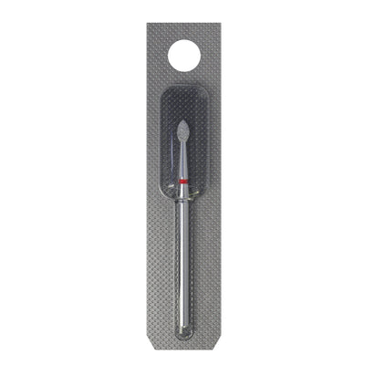 STALEKS FA60R025/4.5 — Diamond nail drill bit pointed bud red head EXPERT diameter 2,5 mm / working part 4,5 mm — single-bit packaging