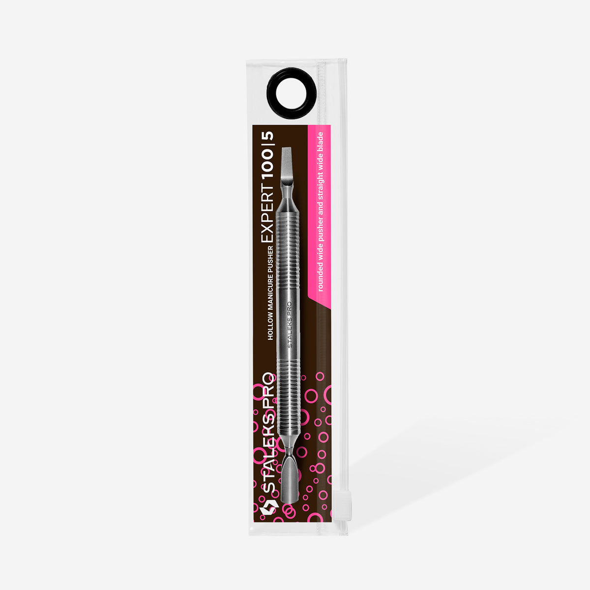 STALEKS PE-100/5 — Hollow manicure pusher EXPERT 100 TYPE 5 (rounded narrow pusher and straight blade) — official view 4