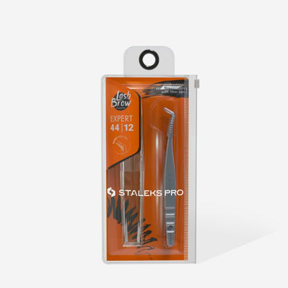 Professional eyelash tweezers with fiber tips EXPERT 44 TYPE 12 (L-shaped, 65′)