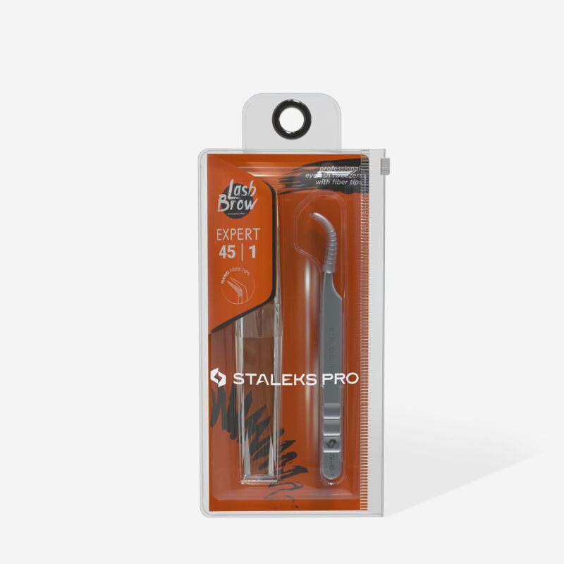 Professional eyelash tweezers with fiber tips EXPERT 45 TYPE 1 (curved)