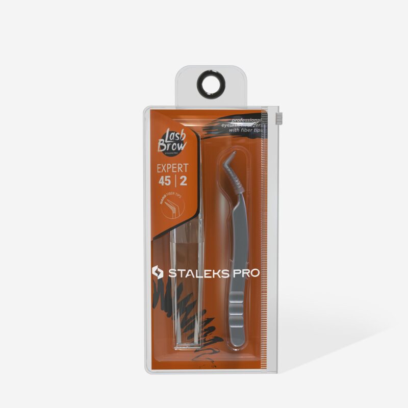 Professional eyelash tweezers with fiber tips EXPERT 45 TYPE 2 (L-shaped, 40′)